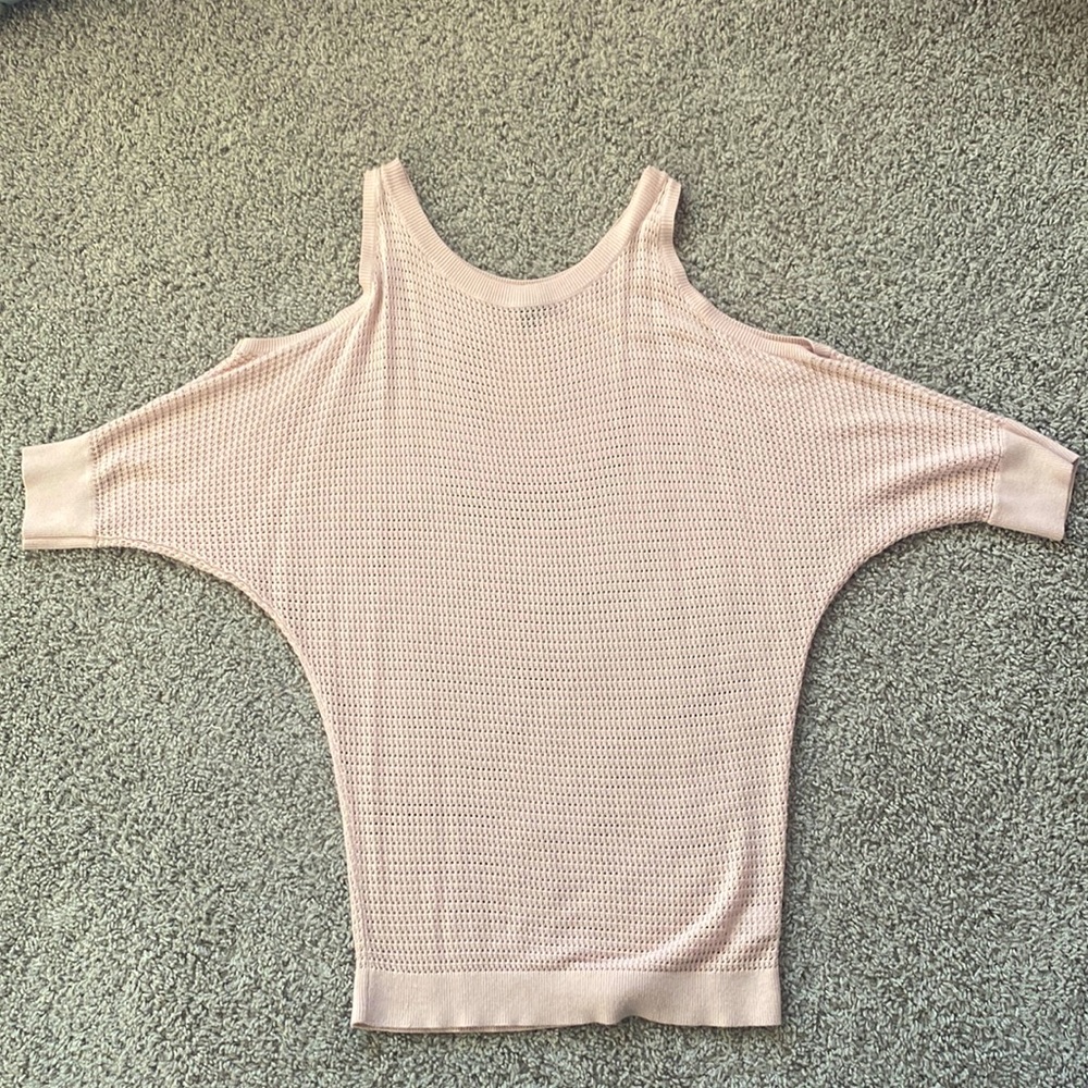Cold shoulder sheer knit sweater